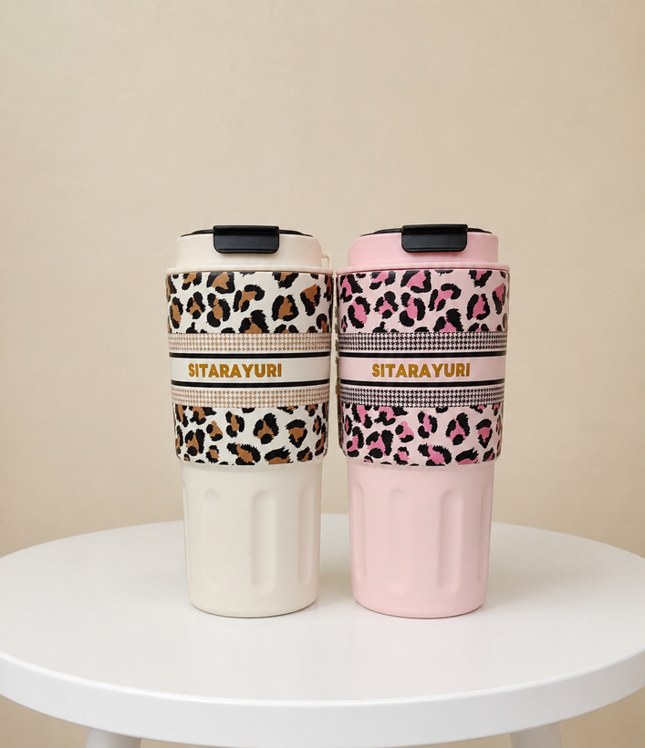 تراول ماگ SITARAYURI حجم 600 میلی لیتر طرح پلنگی